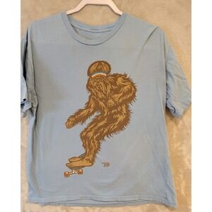 Ames Bros Bigfoot Skateboard T Shirt Mens Blue Sasquatch Graphic Tee M